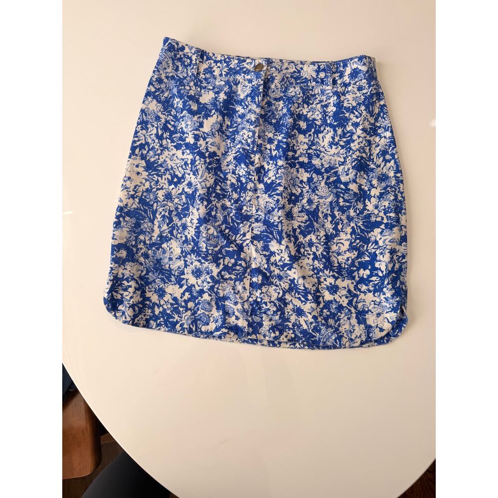 Blue and white floral pattern skirt - Size M